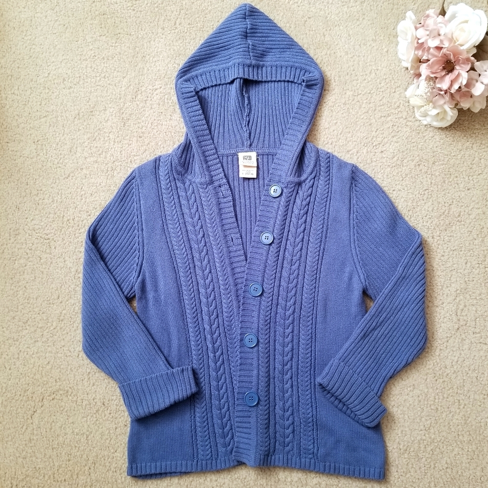Faded Glory Faded Blue Hooded Cardigan Sweater